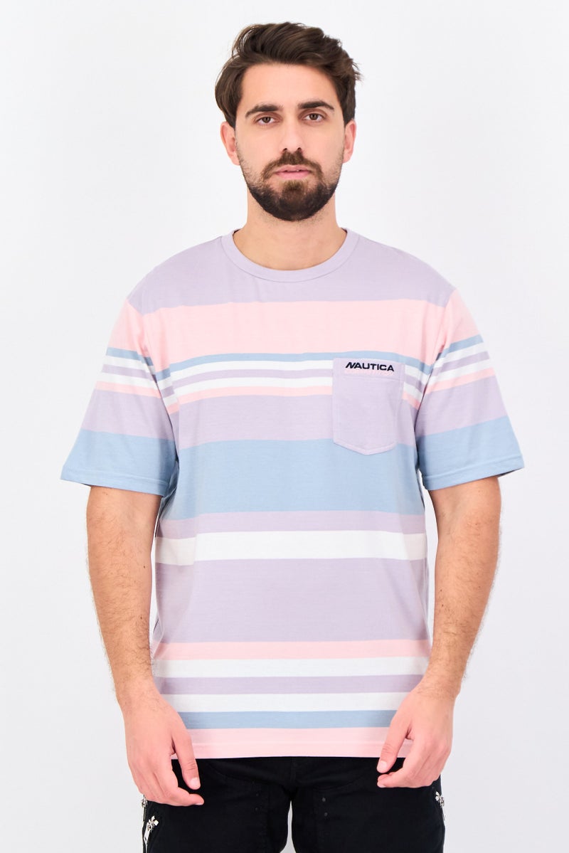 NAUTICA Men Crew Neck Short Sleeve Stripe T-Shirt, Multicolor - Image 1