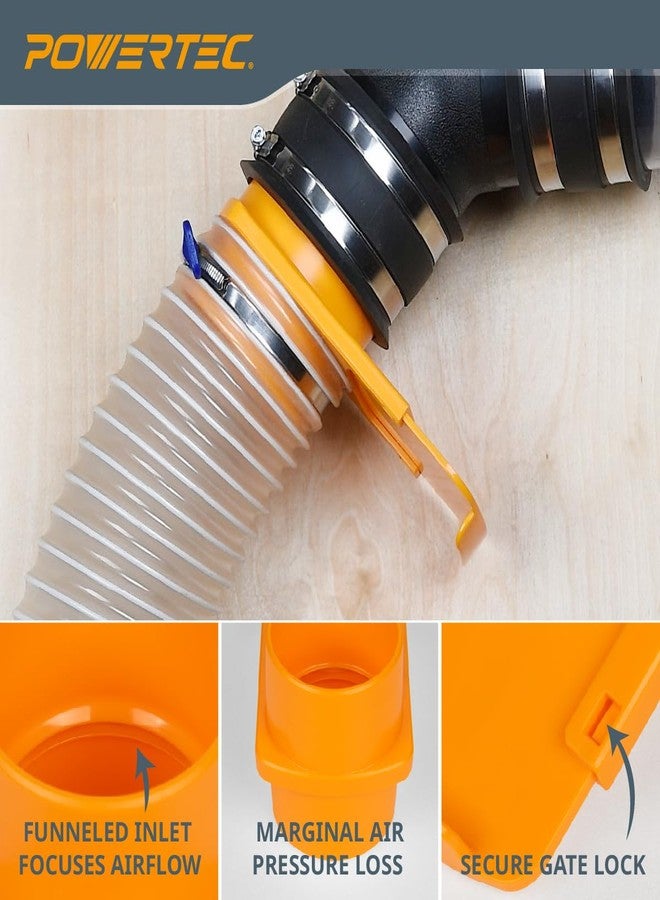 POWERTEC 70295 4-Inch Integrated Blast Gate Clog Resistant, Anti Gap Tapered ABS Plastic Fitting for Dust Collection Systems - Image 2