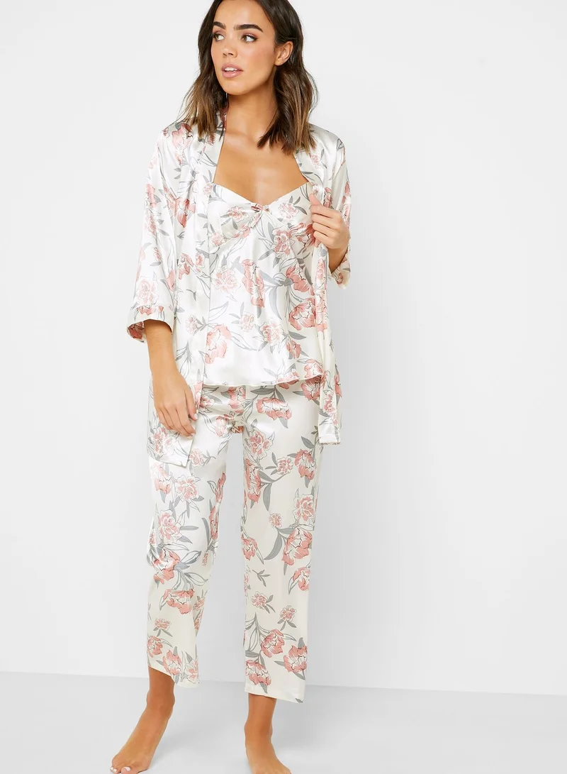 ELLA 3 In 1 Floral Print Robe Pyjama Set