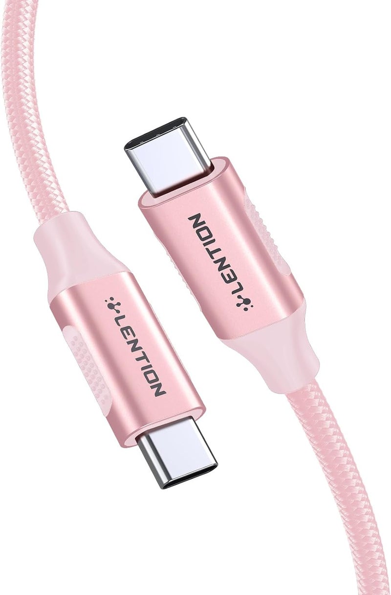 Lention USB C 3.1 Gen 2 Cable, 100W Charging, 10Gbps Data, 4K@60Hz HDMI Braided Cord Compatible 2025-2016 MacBook Pro, New iPad Pro/Air/iPhone 17/16/15, Surface, Samsung S25/S24/S23 (Rose Gold) - Image 1