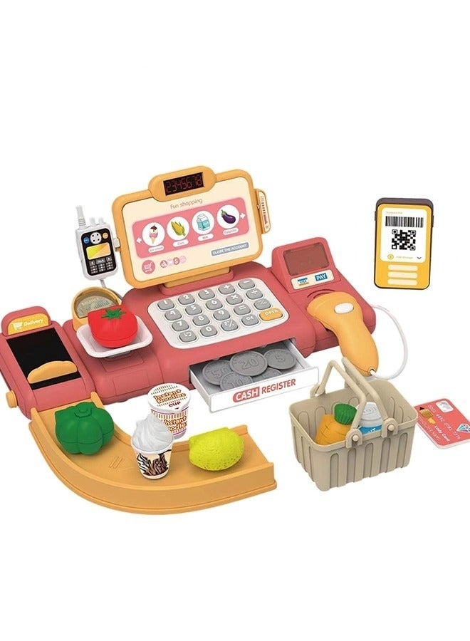 MIXDE 2-in-1 Children's Cash Register with Scanner, Play Money, Shopping Accessories , Role Play Supermarket Cash Register Shopping Shop Gift for Boys Girls - Image 1