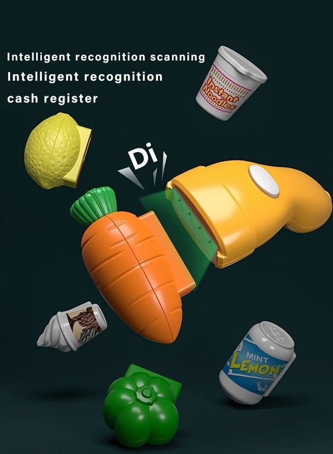 MIXDE 2-in-1 Children's Cash Register with Scanner, Play Money, Shopping Accessories , Role Play Supermarket Cash Register Shopping Shop Gift for Boys Girls - Image 3