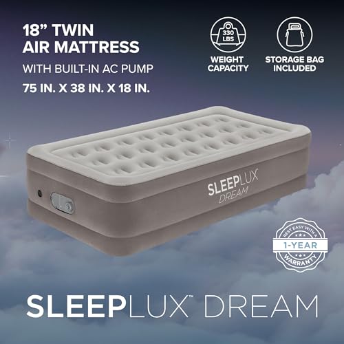 SLEEPLUX Dream Luxury Twin Air Mattress Builtin Dual Pump Stays Inflated All Night 18 DoubleHigh BlowUp Airbed with Coil Beams for Guests RV Camping Home 1Year Warranty - Image 3