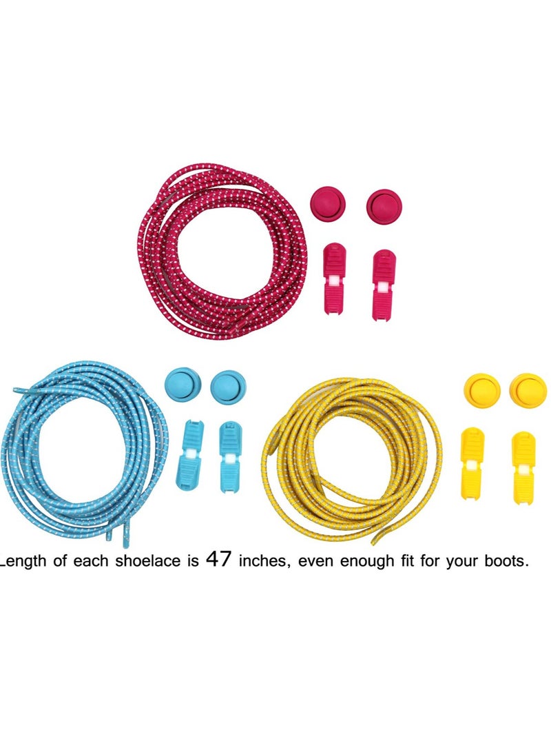 Shoe Laces, 3 Pairs No Tie Shoe Laces, Elastic Locks Tieless Shoelaces, One Size Fits Shoelaces All for Adults and Kids Sneakers - Image 3