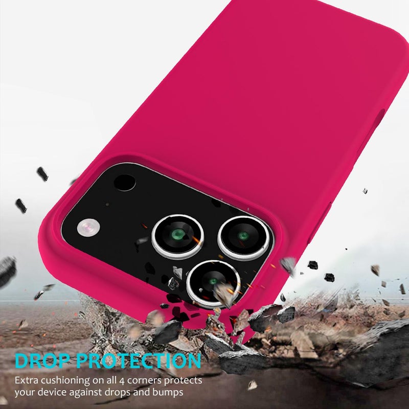 إيروريكس جراب هاتف سيليكون بلون سادة لهاتف iPhone 17 Pro Max (أحمر وردي) - Image 3