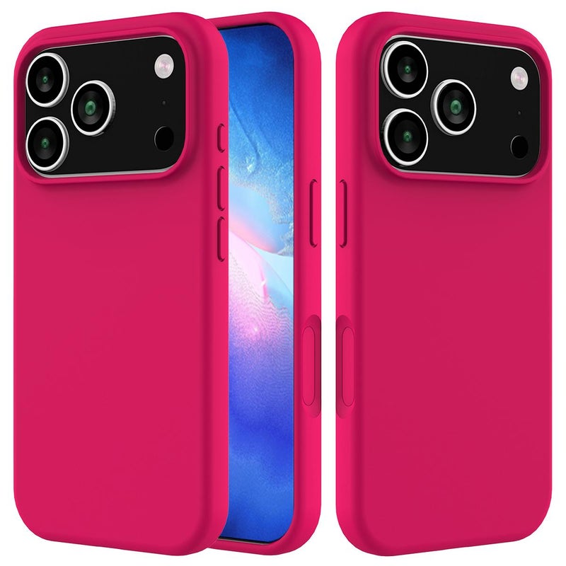 إيروريكس جراب هاتف سيليكون بلون سادة لهاتف iPhone 17 Pro Max (أحمر وردي) - Image 1