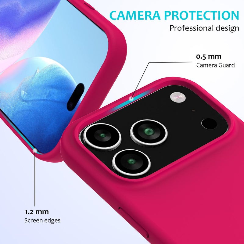 إيروريكس جراب هاتف سيليكون بلون سادة لهاتف iPhone 17 Pro Max (أحمر وردي) - Image 2