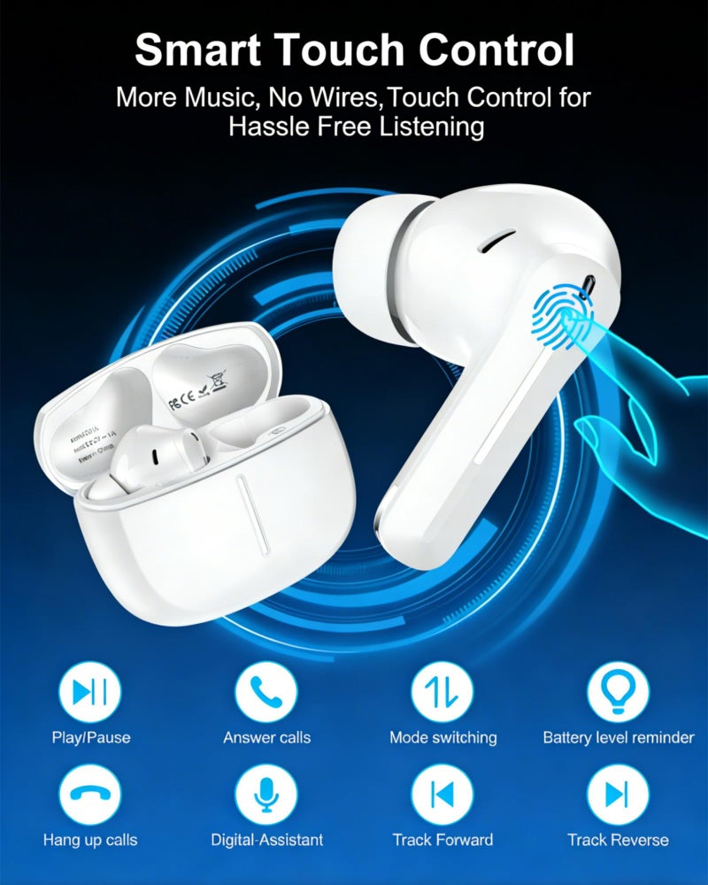 AILKIN Wireless Earbuds Bluetooth 5.4 Earphones with Noise Canceling Ear Buds for Apple iPhone 17 Pro Max/Air Pods/16e/16 Pro/15/14/13/12 in-Ear Headphones with Microphone Android Phones Samsung Galaxy Bud - Image 2