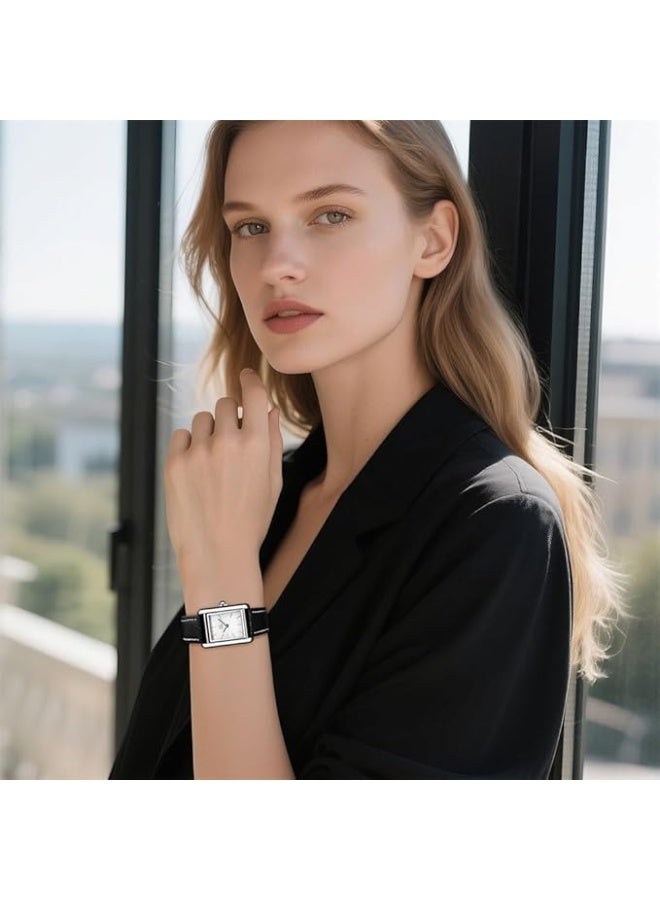 شينجكي SHENGKE ساعات مربعية كلاسيكية بسيطة للنساء مع حزام جلدي - Image 1