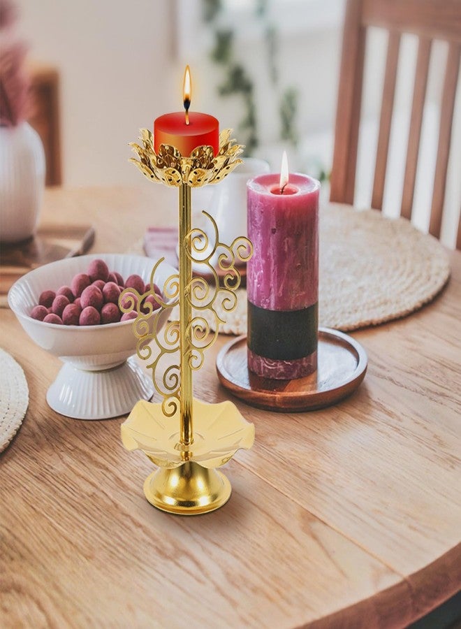 Amosfun 2pcs Lotus Candle Holders Alloy Decorative Buddhist Candlestick Elegant Butter Lamp Stand for Home Tranquil Tea Light Base Peaceful Religious Utensils - Image 3