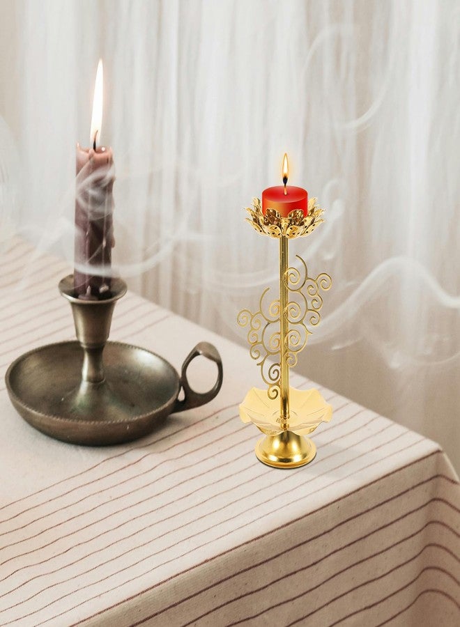 Amosfun 2pcs Lotus Candle Holders Alloy Decorative Buddhist Candlestick Elegant Butter Lamp Stand for Home Tranquil Tea Light Base Peaceful Religious Utensils - Image 4
