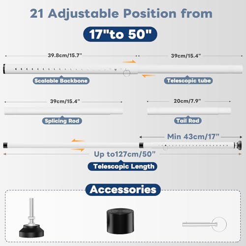 Abiglifty Sliding Door Security Bar, 17-50 Inch Adjustable Heavy Duty Sliding Glass Door Security bar with Rubber Tips for Windows, Home, Apartment & Travel (White) - Image 2