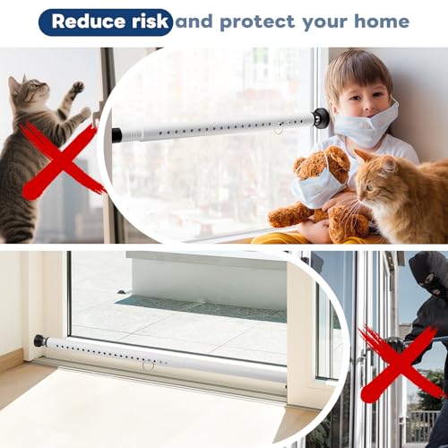 Abiglifty Sliding Door Security Bar, 17-50 Inch Adjustable Heavy Duty Sliding Glass Door Security bar with Rubber Tips for Windows, Home, Apartment & Travel (White) - Image 3