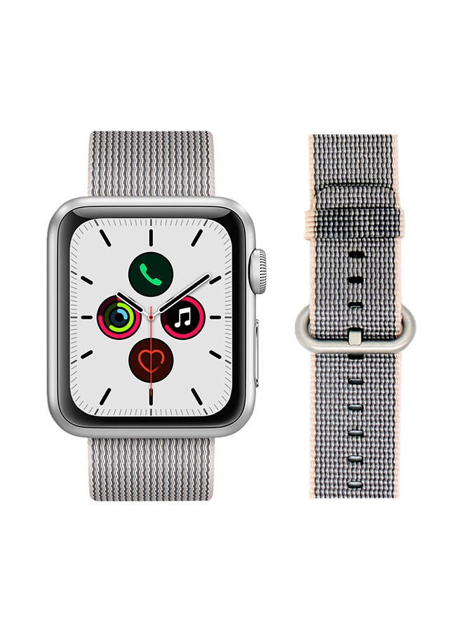 NIBEMINENT Round Buckle Nylon Replacement Band For Apple Watch Series 5/4/3/2/1 Pearl - Image 1