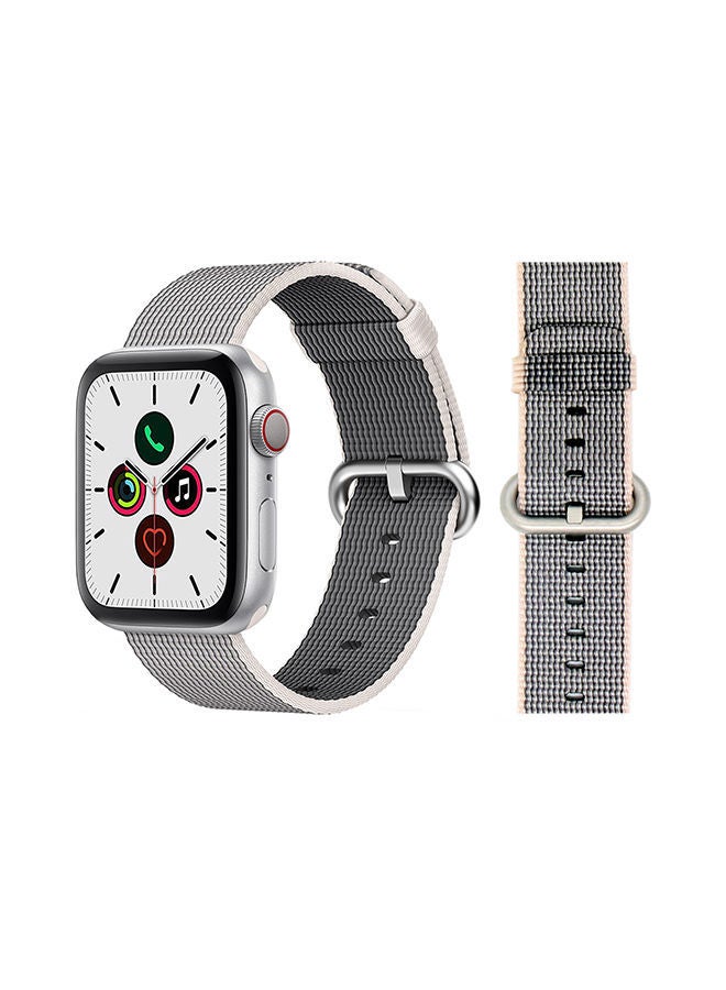 NIBEMINENT Round Buckle Nylon Replacement Band For Apple Watch Series 5/4/3/2/1 Pearl - Image 2