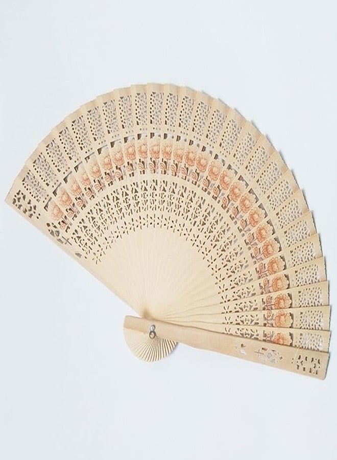 SSKR Pack of 2 Pcs Wooden Handheld Folding Chinese Fan, Folding Hand Fan for Wedding Dancing Party, Decorations,Birthday Party, Photo Booth Etc.. - Image 1