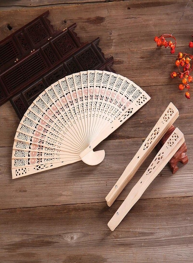 SSKR Pack of 2 Pcs Wooden Handheld Folding Chinese Fan, Folding Hand Fan for Wedding Dancing Party, Decorations,Birthday Party, Photo Booth Etc.. - Image 4