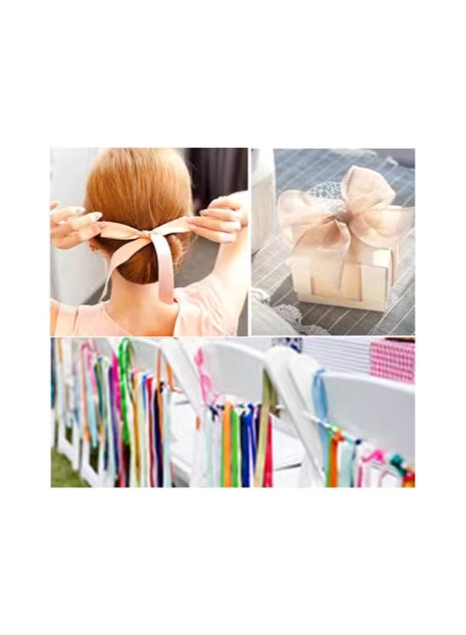 Snow Bud color Ribbon – Includes 1 roll of champagne pink ribbon. Width: 38mm-40mm; Length: 25 yards. Sufficient length to meet your daily craft making needs. - Image 2