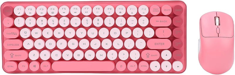YUEHISY Wireless Keyboard and Mouse Combo, Ergonomic 9° Tilt 85 Key Retro Cute Keyboard, Dual Mode 2.4G Bluetooth, Portable Design, for PC Laptop - Image 1