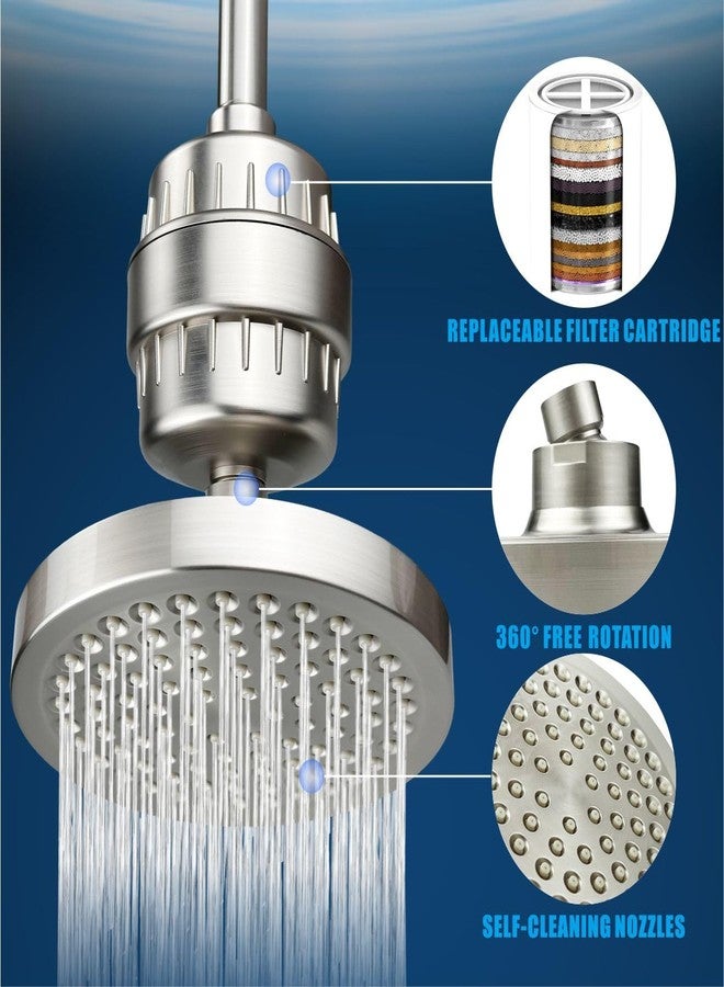 Nuodan Filtered Shower Head, High Pressure Rain Shower Head Filter Set for Hard Water Removes Chlorine and Harmful Substances (Brushed Nickel) - Image 5