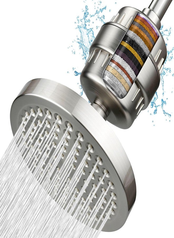 Nuodan Filtered Shower Head, High Pressure Rain Shower Head Filter Set for Hard Water Removes Chlorine and Harmful Substances (Brushed Nickel) - Image 1