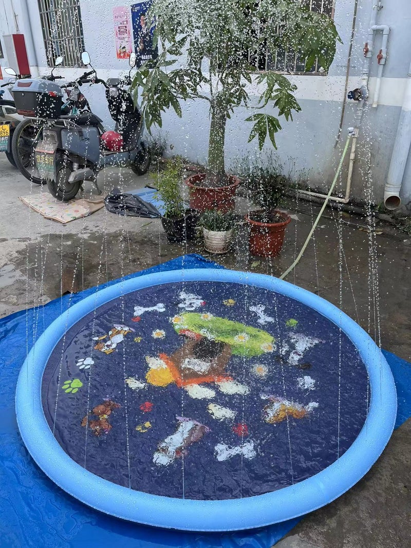 Thickened PVC Inflatable Pet Water Play Mat - Outdoor Bathing and Splash  Pad - Image 1