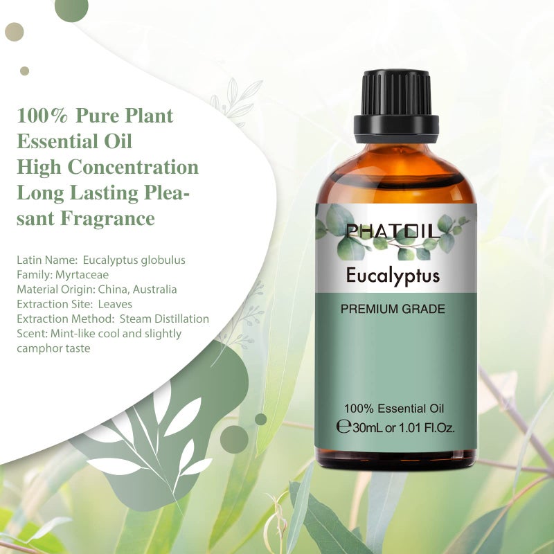 PHATOIL Eucalyptus Essential Oil 30ML, Pure Eucalyptus Essential Oils for Diffuser, Humidifier, Aromatherapy, Perfect for DIY Soap, Candle, Bath Bombs Making - Image 2