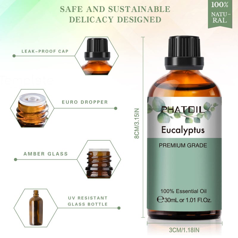 PHATOIL Eucalyptus Essential Oil 30ML, Pure Eucalyptus Essential Oils for Diffuser, Humidifier, Aromatherapy, Perfect for DIY Soap, Candle, Bath Bombs Making - Image 5