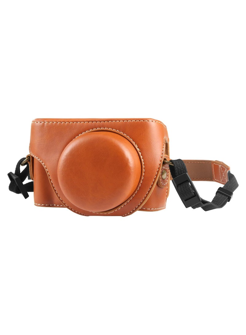 Digital Camera Case for Sony ZV-1F/ZV-1M2 Vlog Camera,Full Body Leather Camera Bag with Sony Zv1 Case Shoulder Strap-Travel Protective Carrying Storage Bag (Brown)  - Image 1