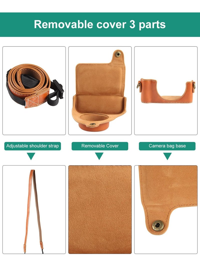 Digital Camera Case for Sony ZV-1F/ZV-1M2 Vlog Camera,Full Body Leather Camera Bag with Sony Zv1 Case Shoulder Strap-Travel Protective Carrying Storage Bag (Brown)  - Image 3