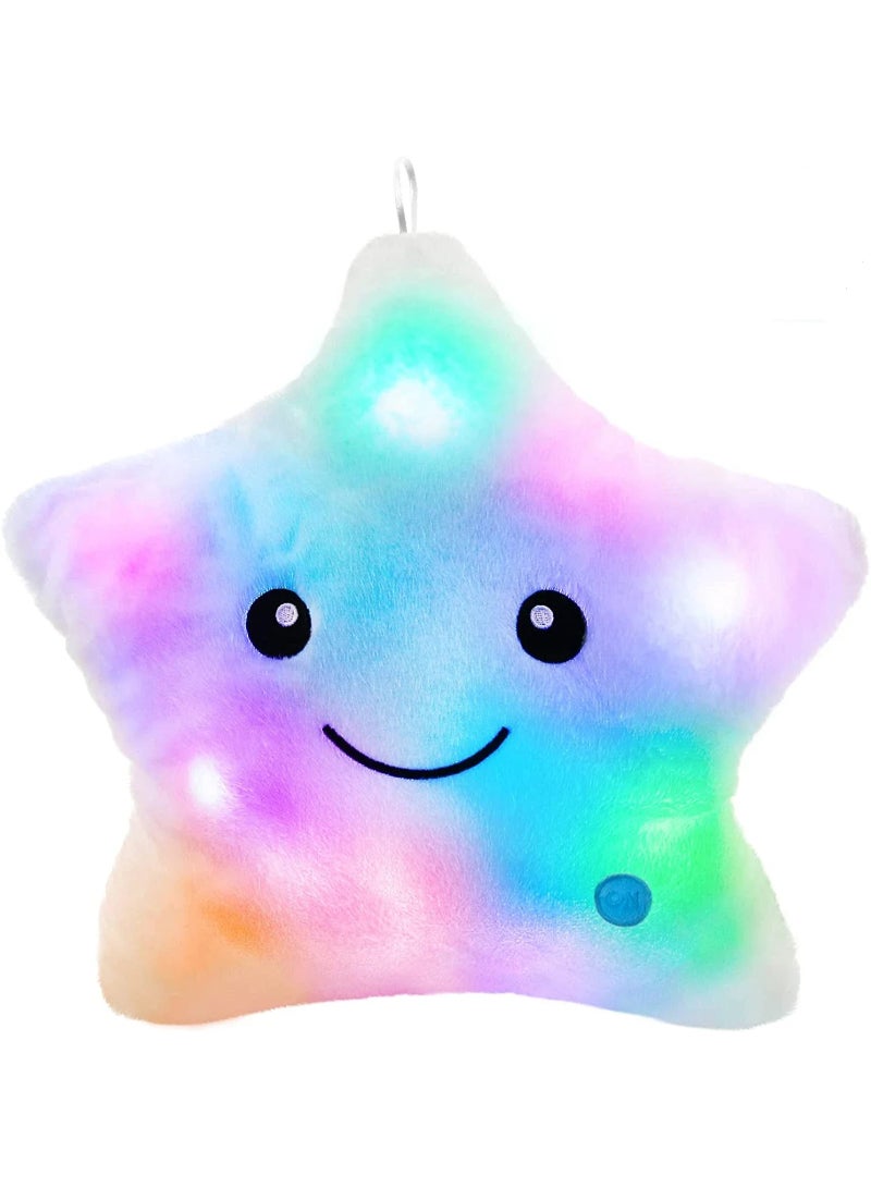AROAQ Cute Led Light Star Plush Pillow Stuffed Soft Star Luminous Throw Pillow Cushion With Colorful Light Gift White - Image 1