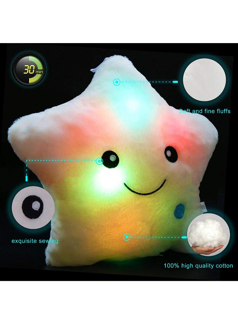 AROAQ Cute Led Light Star Plush Pillow Stuffed Soft Star Luminous Throw Pillow Cushion With Colorful Light Gift White - Image 4