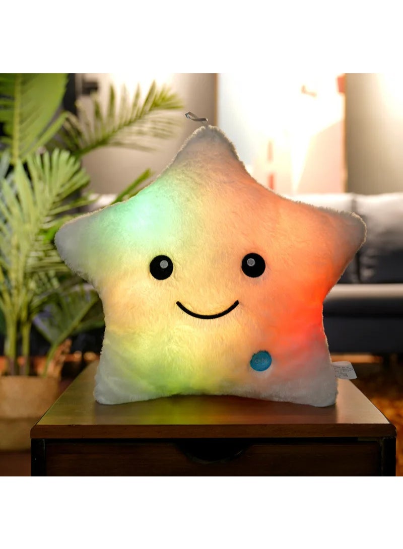 AROAQ Cute Led Light Star Plush Pillow Stuffed Soft Star Luminous Throw Pillow Cushion With Colorful Light Gift White - Image 3