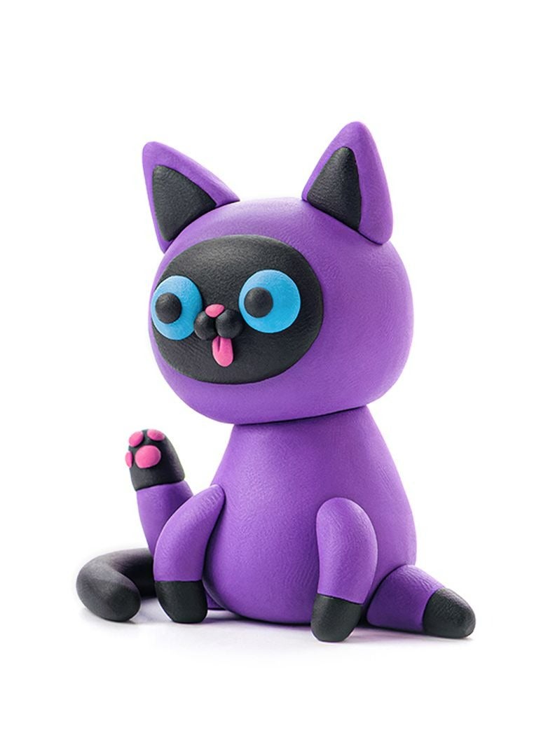 HEY CLAY Fluffy Pets SIAMESE CAT Colourful modelling air-dry clay, 3 cans with fun interactive app for kids 3 years + - Image 4