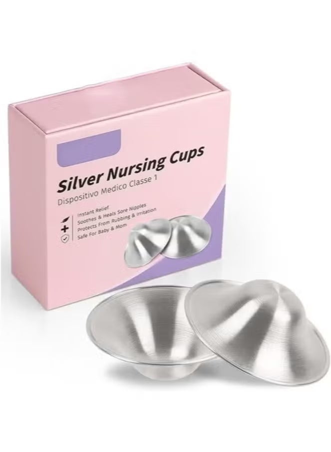 925 Silver Nursing Cups Original Perforated Breathable Design, 920 Silver Nipple Cover for Breastfeeding Essential, Silver Nipple Shield for Nursing Newborn, Metal Nipple Shields, Regular Size - Image 1