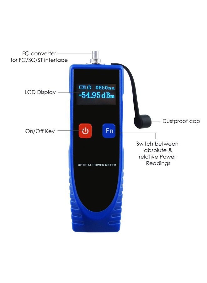 GAIN EXPRESS Optical Power Meter Digital Power Factor Meter, -70~6dBm with 6 Optic Wave Length, Portable Fiber Optic Cable Tester with FC converter for FC/SC/ST - Image 5