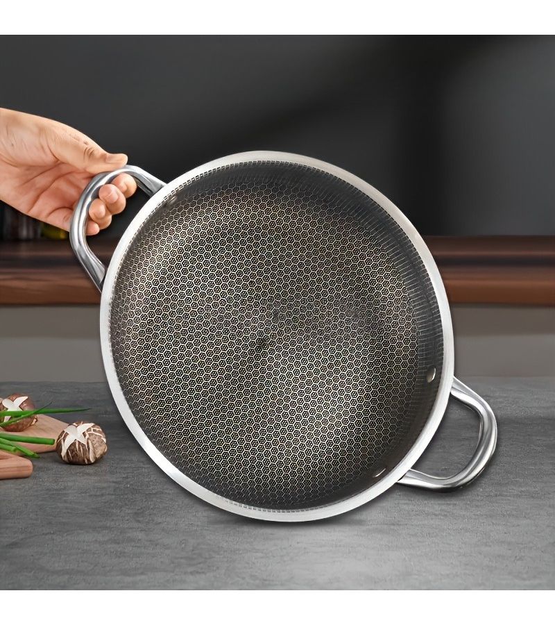 Stainless Steel Double Handle Grill Pan 9.45 Inch Nonstick Induction Compatible - Image 3