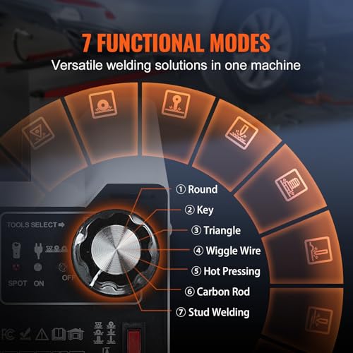 VEVOR Stud Welder Dent Repair Kit, 1.8KW Spot Welder Dent Puller with Auto/Manual Welding & 7 Versatile Modes, 110V Auto Body Spot Welding Dent Puller Machine for Car, Truck Dent Repair - Image 3