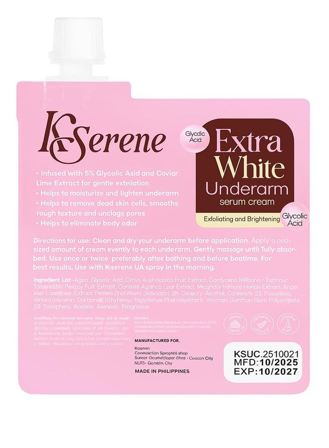 كريم سيروم KSerene Extra White لتفتيح الإبطين مع 5% حمض الجليكوليك - تركيبة مقشرة ومنعمة للبشرة للإبطين والمرفقين والركبتين - سيروم خفيف الوزن وسريع الامتصاص، نباتي، غني بأحماض ألفا هيدروكسي - 30 غرام - Image 2