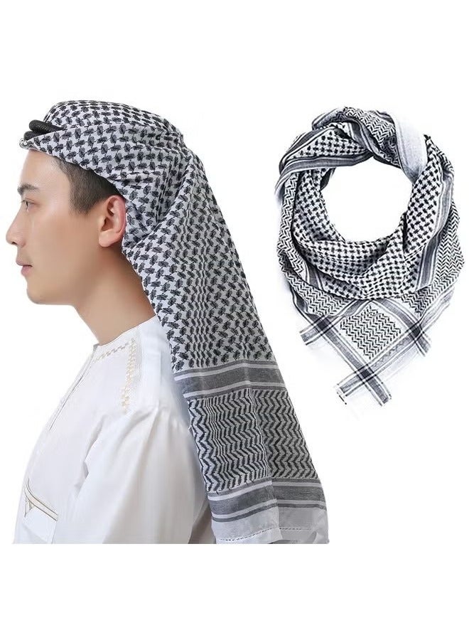 Head Wrap Scarf Arabic Turban Tactical Desert Neck Headwear Wrap for Men Women, Arab Scarf in Black Check 140X140cm - Image 1