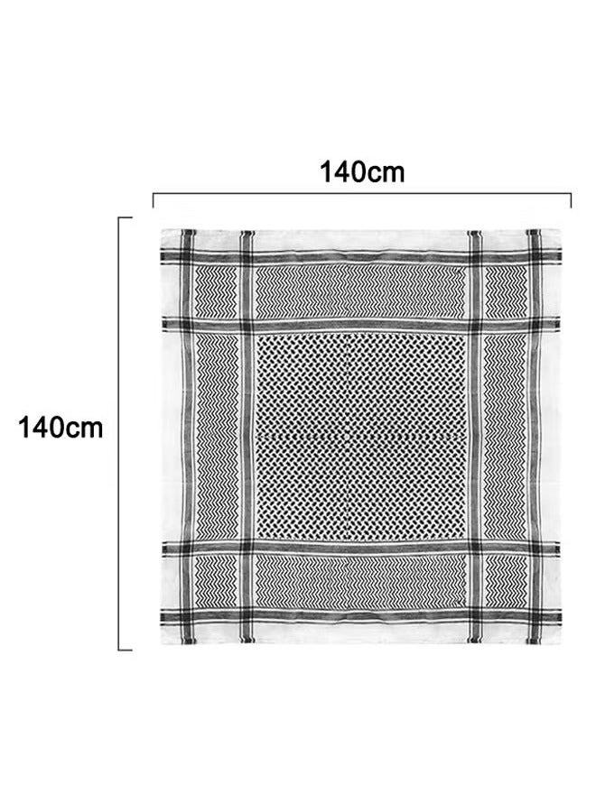 Head Wrap Scarf Arabic Turban Tactical Desert Neck Headwear Wrap for Men Women, Arab Scarf in Black Check 140X140cm - Image 2