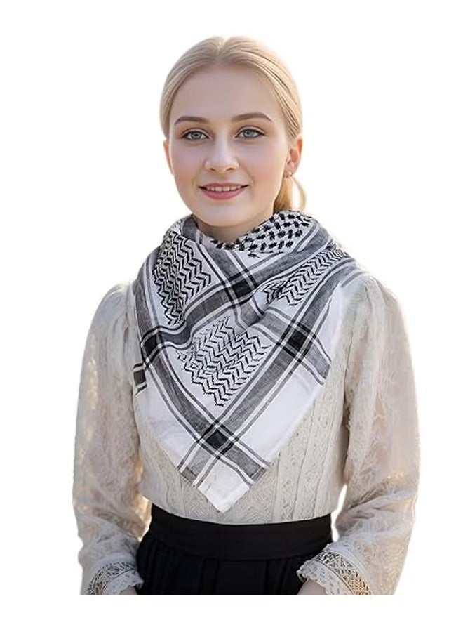 Head Wrap Scarf Arabic Turban Tactical Desert Neck Headwear Wrap for Men Women, Arab Scarf in Black Check 140X140cm - Image 5