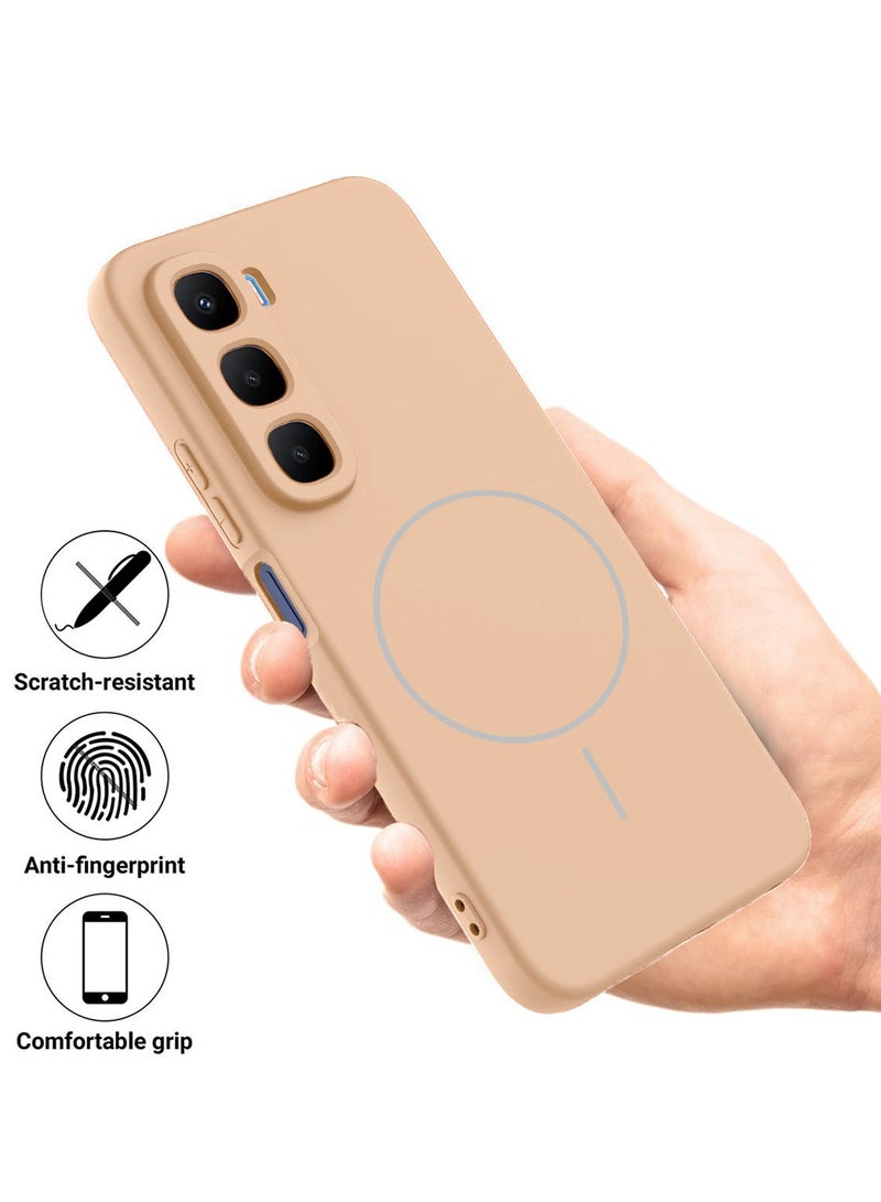 Wtech Infinix Hot 60 5G 2025 Premium Liquid Silicone Compatible With Thin Magsafe Ring Case Cover (MCMPMN) - Gold - Image 2