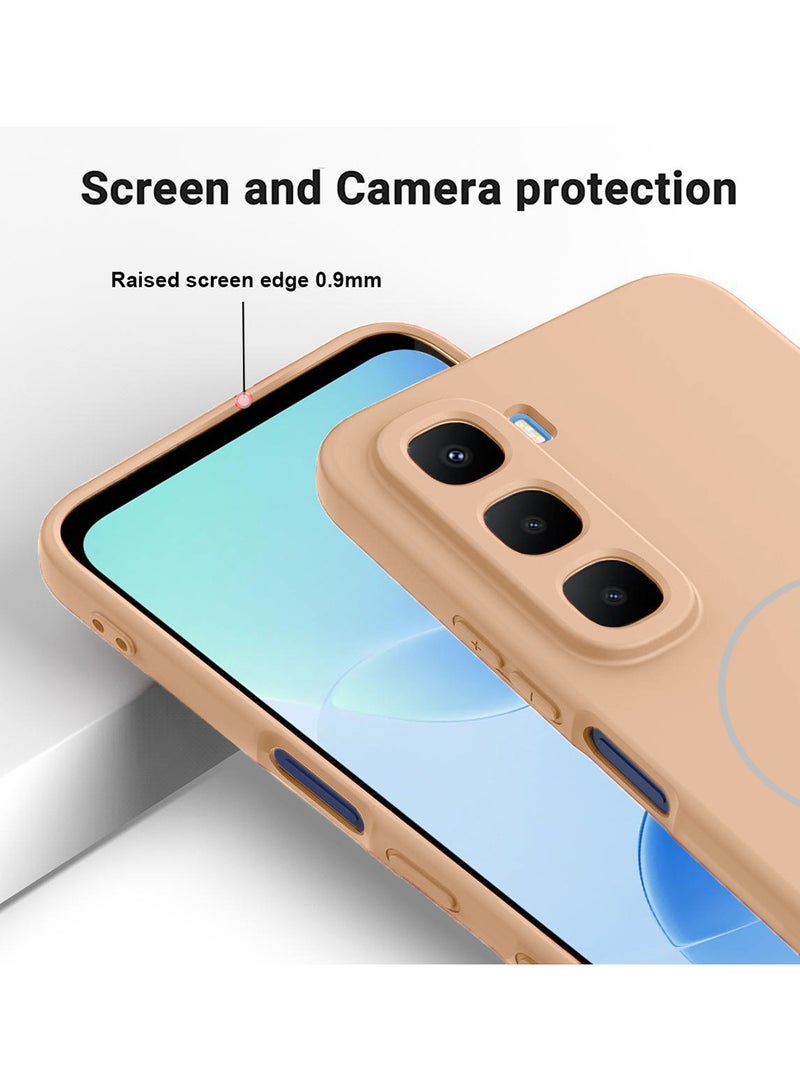 Wtech Infinix Hot 60 5G 2025 Premium Liquid Silicone Compatible With Thin Magsafe Ring Case Cover (MCMPMN) - Gold - Image 4
