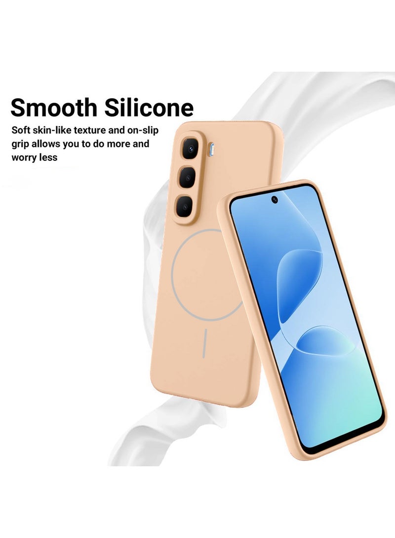 Wtech Infinix Hot 60 5G 2025 Premium Liquid Silicone Compatible With Thin Magsafe Ring Case Cover (MCMPMN) - Gold - Image 3