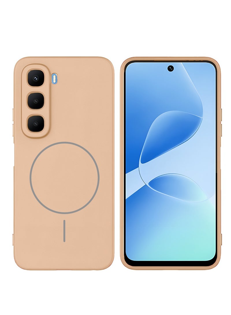 Wtech Infinix Hot 60 5G 2025 Premium Liquid Silicone Compatible With Thin Magsafe Ring Case Cover (MCMPMN) - Gold - Image 1