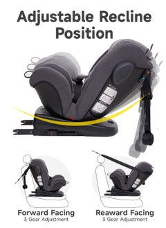 Jovikids Angela Safety Baby Car Seat with Isofix and Top Tether, 360 Degree Swivel Child Seat, Rotating Carseat for Group 0/1/2/3, 0-12 Years Old, ECE R44/04, Black  - Image 5