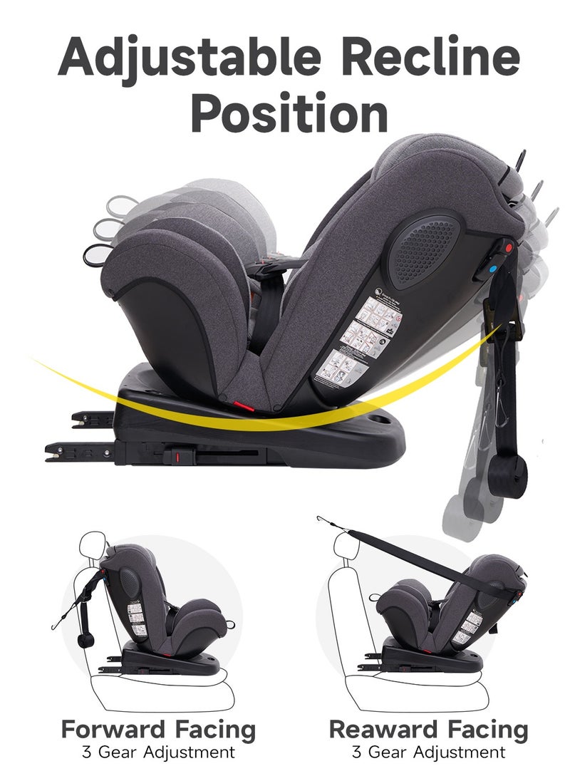 Jovikids Angela Safety Baby Car Seat with Isofix and Top Tether, 360 Degree Swivel Child Seat, Rotating Carseat for Group 0/1/2/3, 0-12 Years Old, ECE R44/04, Black  - Image 5