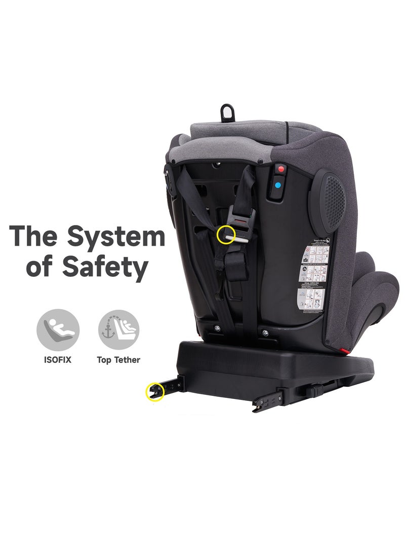 Jovikids Angela All-Ages Convertible Car Seat Group 0/1/2/3 0–12 Years 360° Swivel Rear And Forward Facing Isofix + Top Tether 7-Position Adjustable Headrest 5-Point Harness Grey