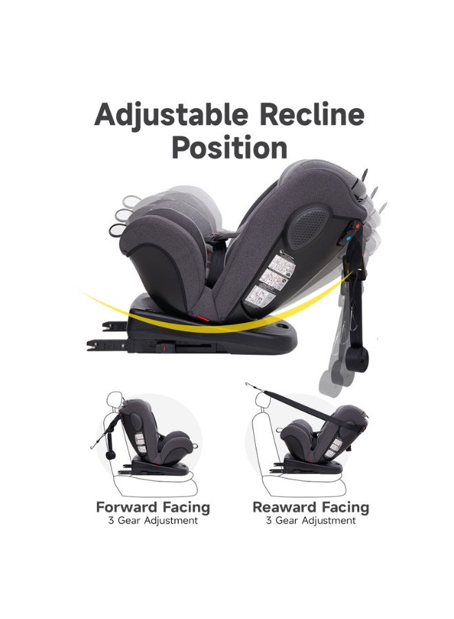 Jovikids Angela All-Ages Convertible Car Seat Group 0/1/2/3 0–12 Years 360° Swivel Rear And Forward Facing Isofix + Top Tether 7-Position Adjustable Headrest 5-Point Harness Grey - Image 5